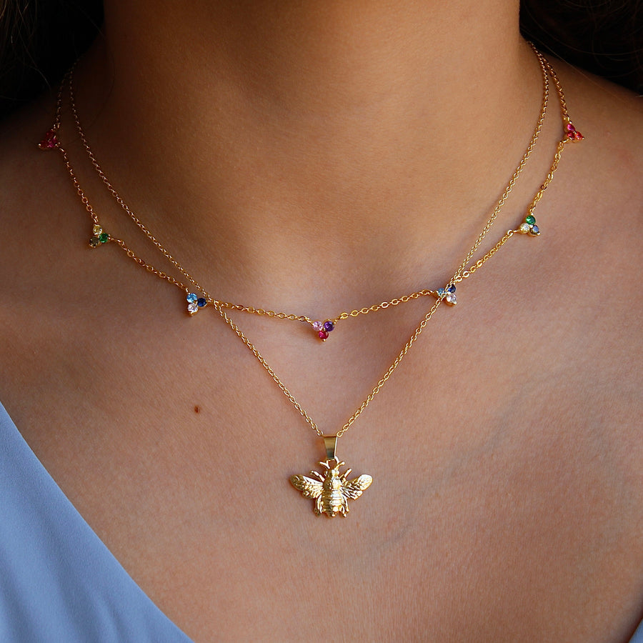 Vivian Grace Jewelry Necklace Gold Rainbow Trio Necklace