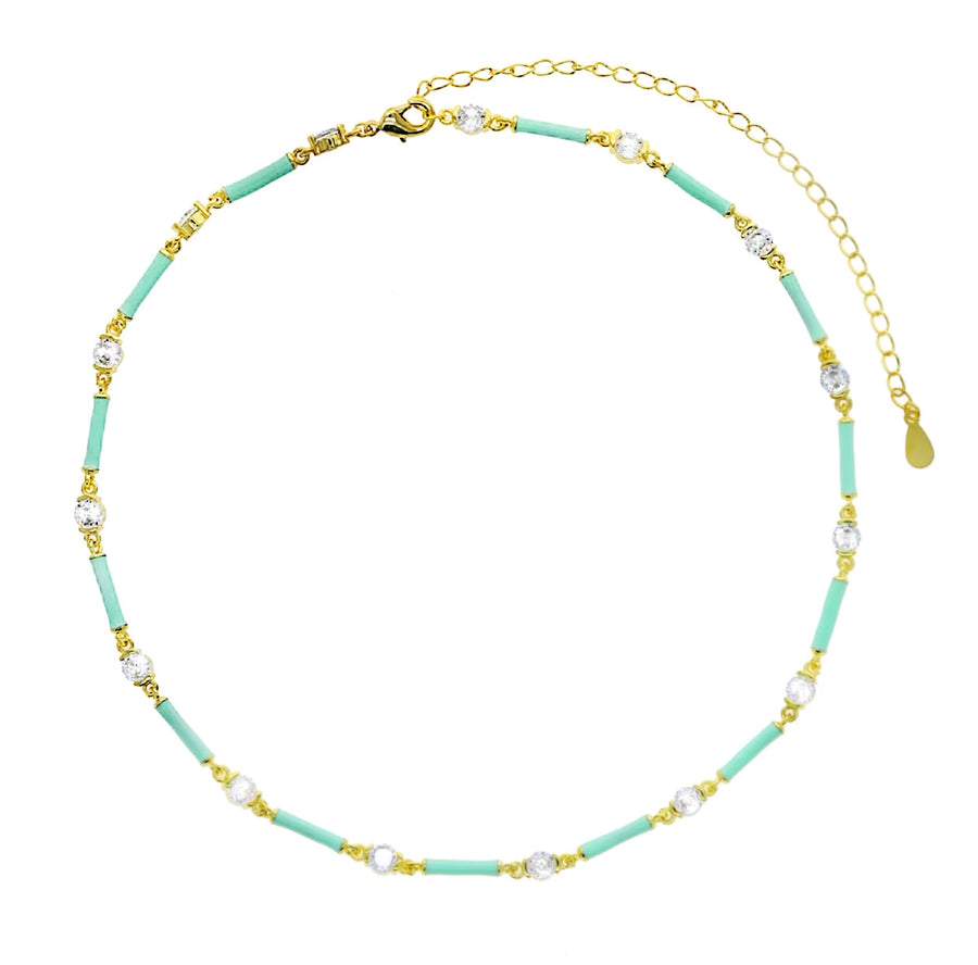 Vivian Grace Jewelry Necklace Mint Enamel Crystal Station Necklace