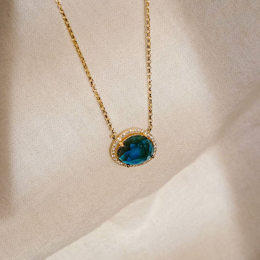 Vivian Grace Jewelry Necklace Ocean Teal Sapphire & Topaz Skye Necklace