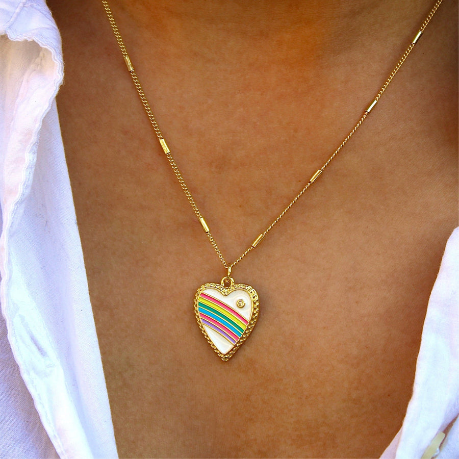 Vivian Grace Jewelry Necklace Rainbow Enamel Heart Pendant