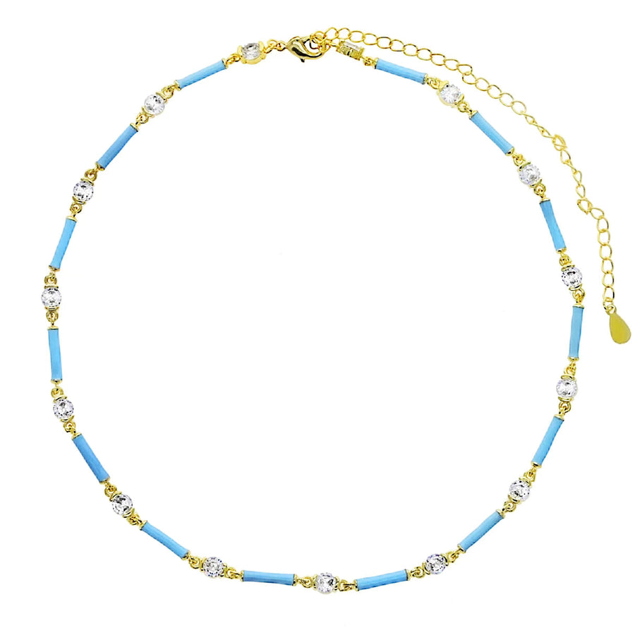 Vivian Grace Jewelry Necklace Sky Blue Enamel Crystal Station Necklace