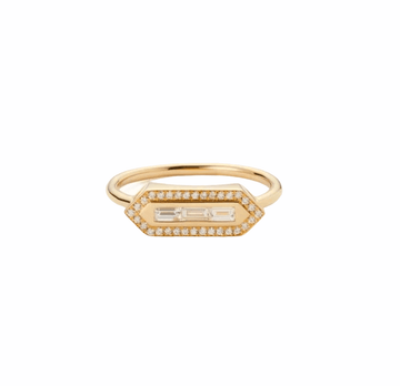 Gold Hexagon Baguette Ring