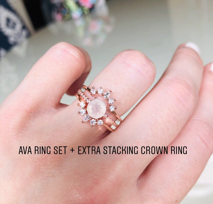 Vivian Grace Jewelry Ring Ava Curved Crystal U Stacking Band