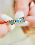 Vivian Grace Jewelry Ring Blue Opal Bezel Ring