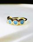 Vivian Grace Jewelry Ring Blue Opal Bezel Ring