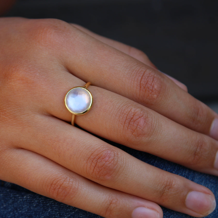Vivian Grace Jewelry Ring Cleo Round Mother of Pearl Ring