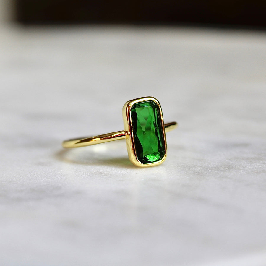Vivian Grace Jewelry Ring Emerald Crystal Baguette Ring