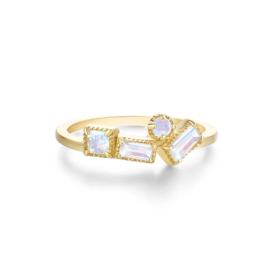 Vivian Grace Jewelry Ring Gold / 5 Luxe Geometric Moonstone Ring