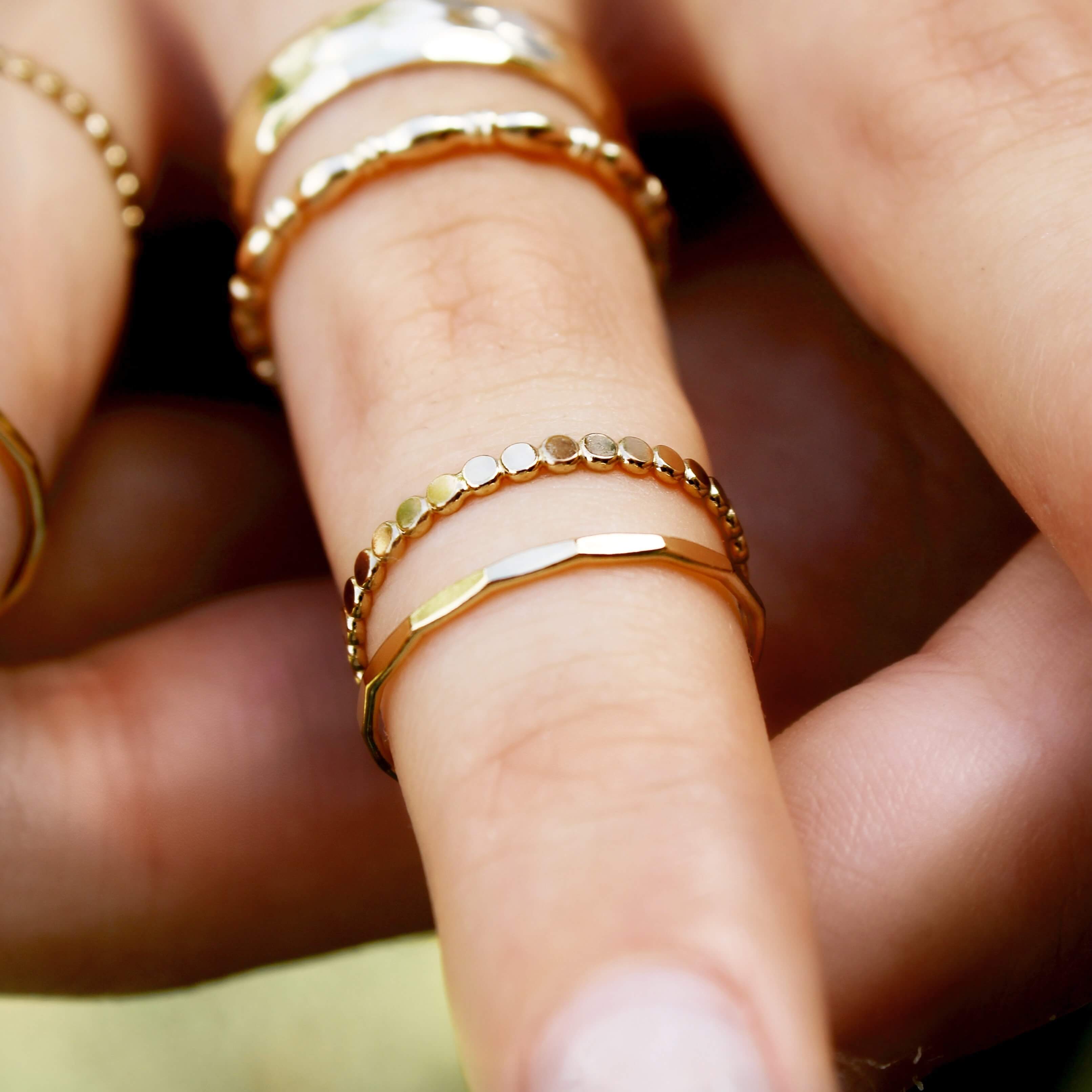 Vivian Grace Jewelry Ring Gold Filled Hammered Stacking Ring