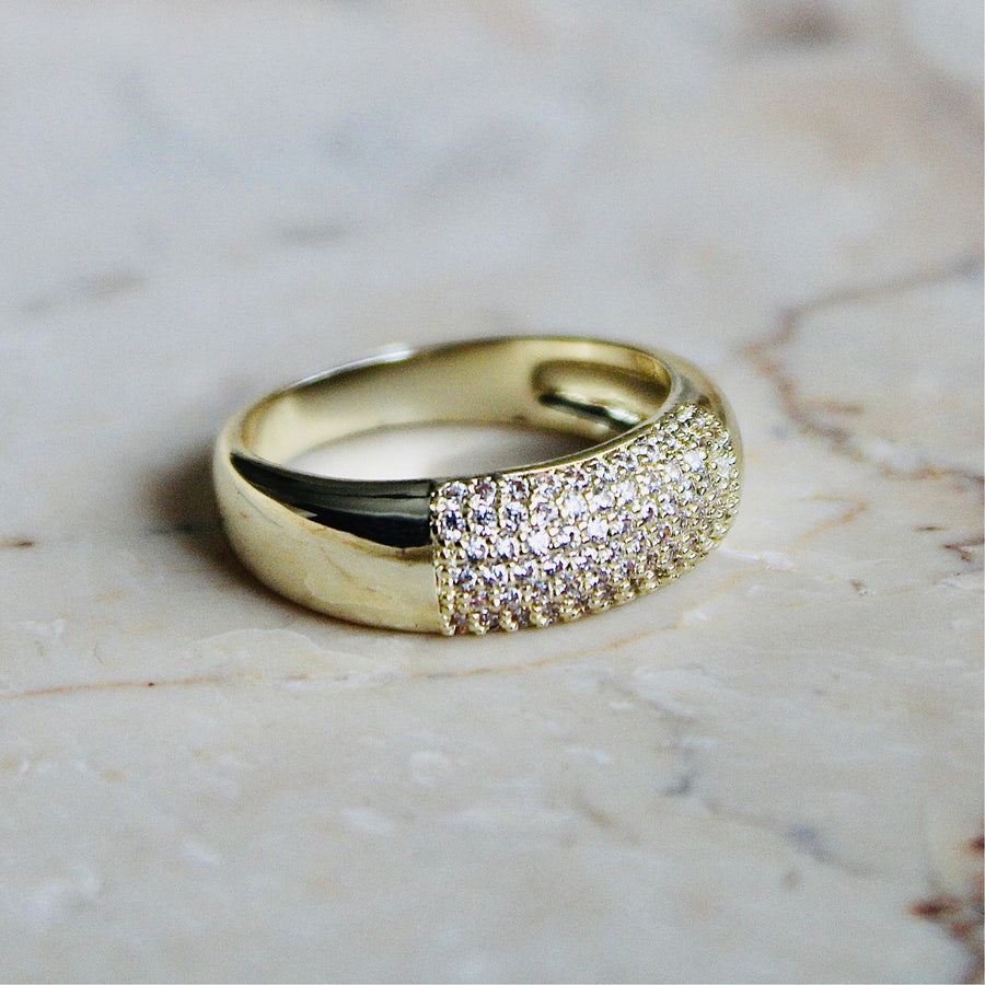 Vivian Grace Jewelry Ring Gold Filled Pave Dome Band