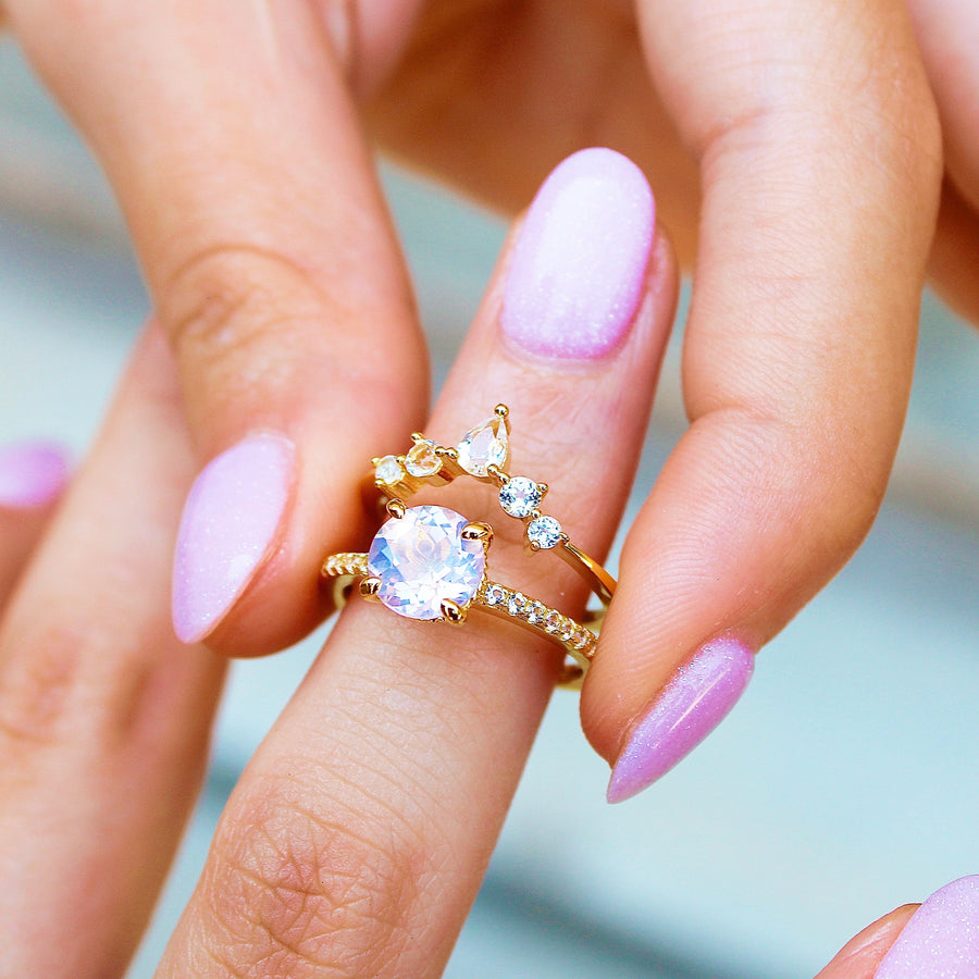 Vivian Grace Jewelry Ring Luxe Lavender Quartz & White Topaz Ring Set