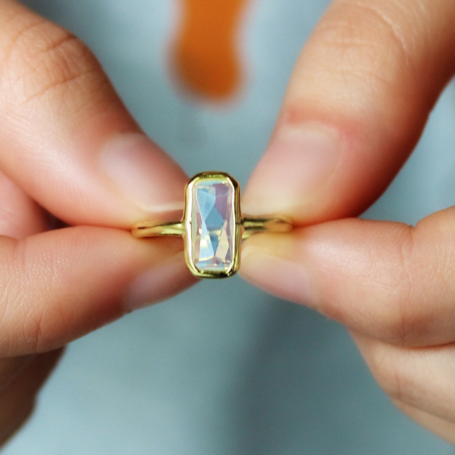 Vivian Grace Jewelry Ring Moonstone Crystal Baguette Ring