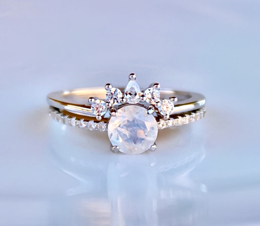 Vivian Grace Jewelry Ring Petite Ava Moonstone Ring Set