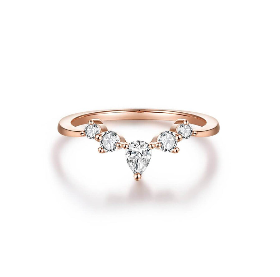 Vivian Grace Jewelry Ring Rose Gold / 4 Ava II Curved Crystal Stacking Ring