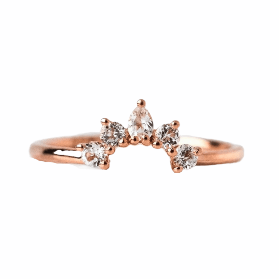 Vivian Grace Jewelry Ring Rose Gold / 5 Ava Curved Crystal U Stacking Band