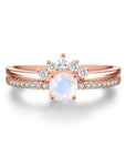 Vivian Grace Jewelry Ring Rose Gold / 5 Petite Ava Moonstone Ring Set