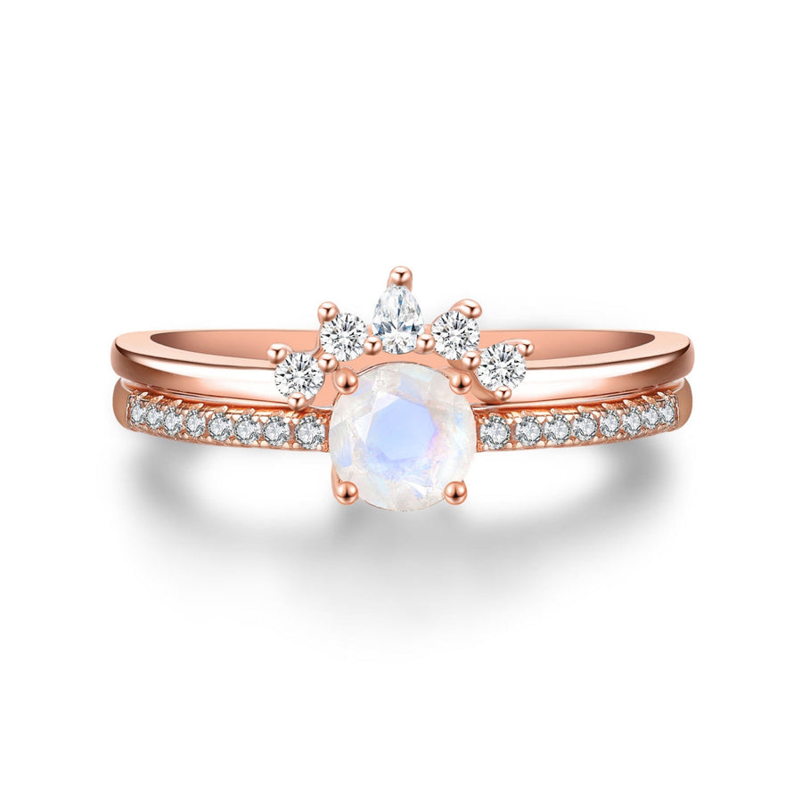 Vivian Grace Jewelry Ring Rose Gold / 5 Petite Ava Moonstone Ring Set