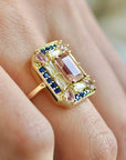 Vivian Grace Jewelry Ring Sapphire Morganite Mosaic Cocktail Ring
