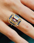 Vivian Grace Jewelry Ring Sapphire Morganite Mosaic Cocktail Ring