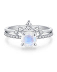 Vivian Grace Jewelry Ring Silver / 4 Ava II Moonstone Ring Set