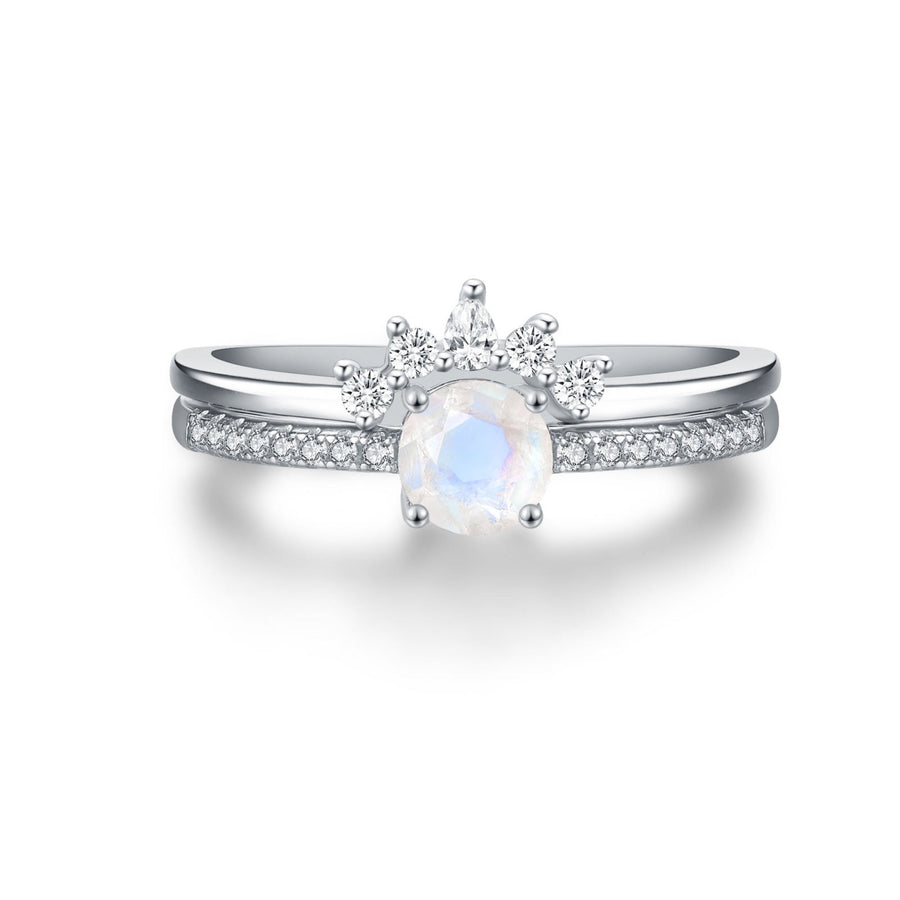 Vivian Grace Jewelry Ring Silver / 5 Petite Ava Moonstone Ring Set