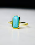 Vivian Grace Jewelry Ring Turquoise Baguette Ring - Gold Vermeil