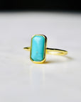 Vivian Grace Jewelry Ring Turquoise Baguette Ring - Gold Vermeil