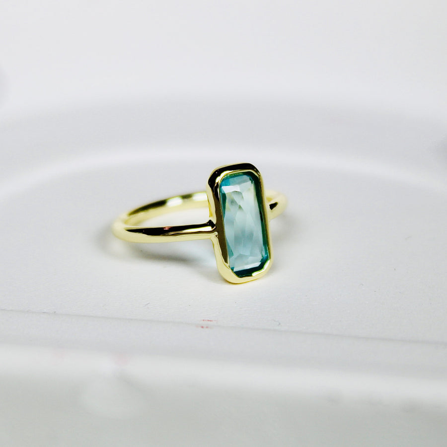 Vivian Grace Jewelry Rings 5 Aquamarine Crystal Baguette Ring