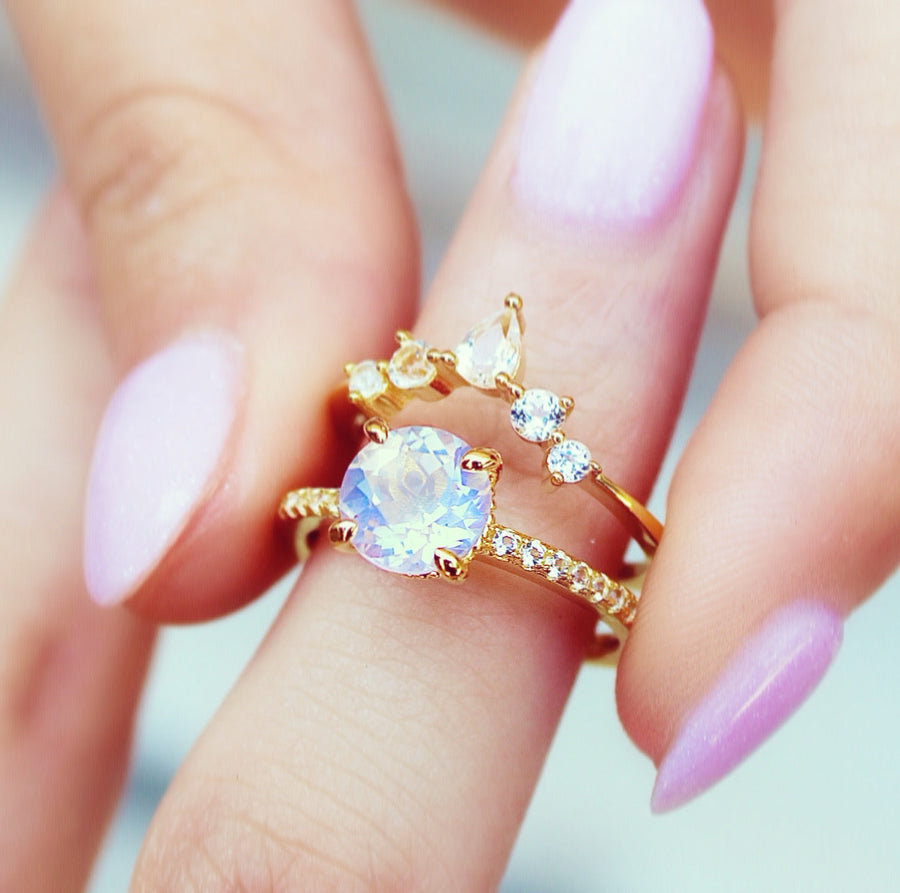 Vivian Grace Jewelry Rings Luxe Lavender Quartz & White Topaz Ring Set