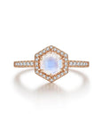Vivian Grace Jewelry Rings Rose Gold / 5 Emma Hexagon Moonstone Ring
