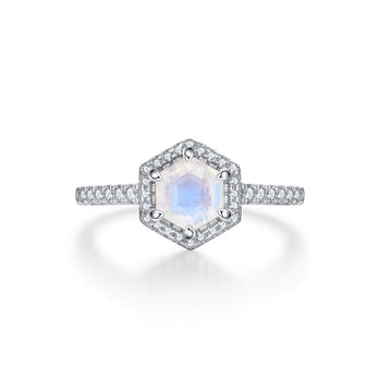 Vivian Grace Jewelry Rings Silver / 5 Emma Hexagon Moonstone Ring