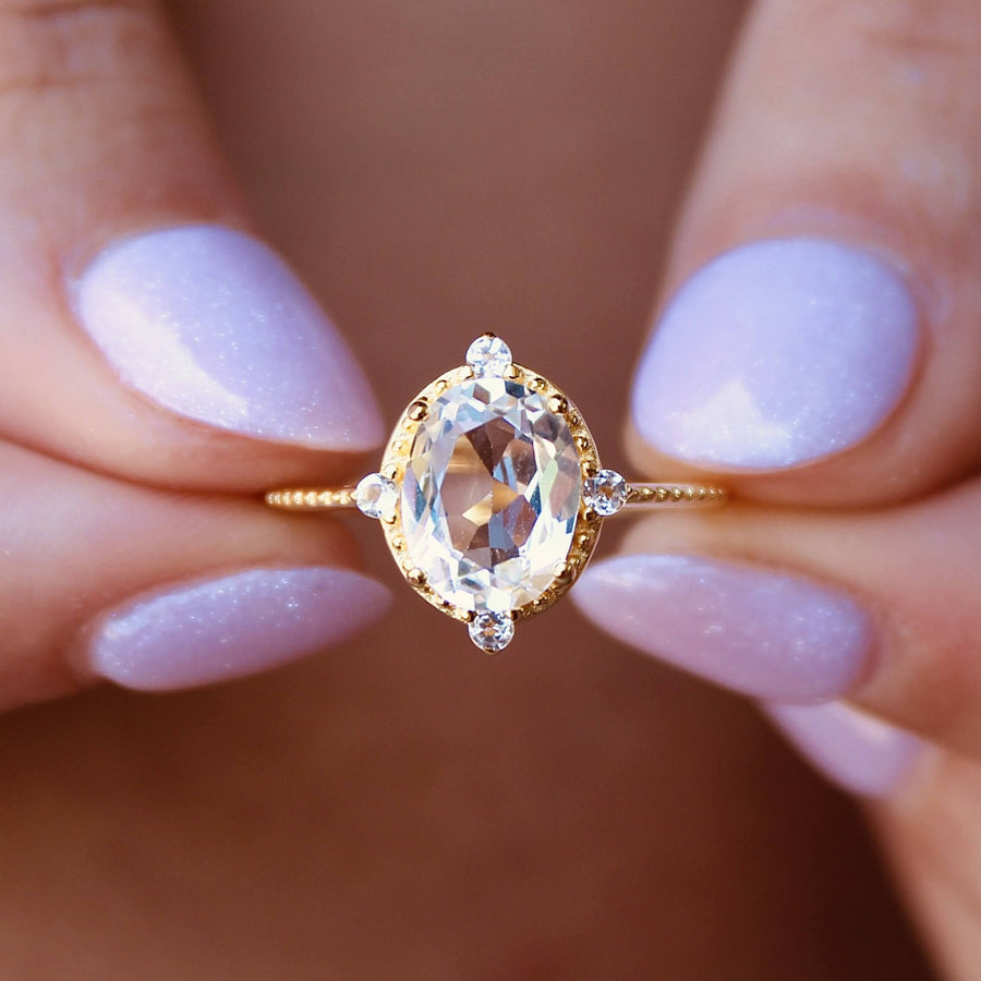 Square Topaz Ring, Natural Topaz Ring, Topaz Ring, Bridal Ring, Vintag –  Adina Stone Jewelry