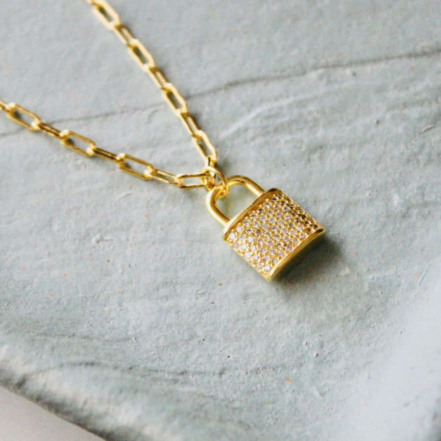 Vivian Grace Pave Lock Pendant